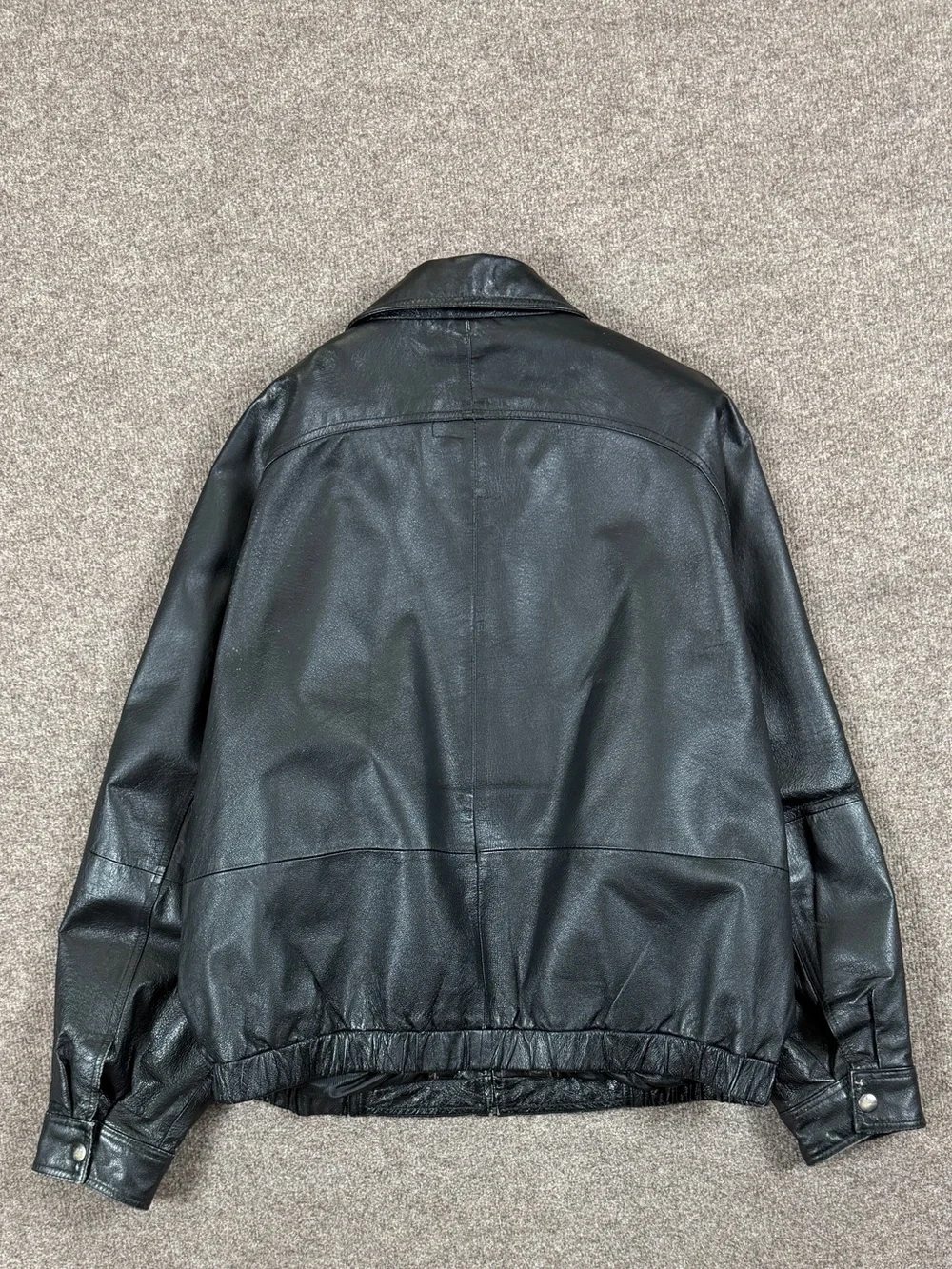 Vintage St John’s Bay Black Genuine Leather Full Zip Bomber Jacket Men’s XL 90s